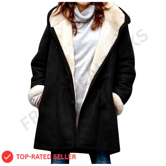 Sherpa Fleece Overcoat Women's Winter Outerwear Thick Warm Windproof Jacket